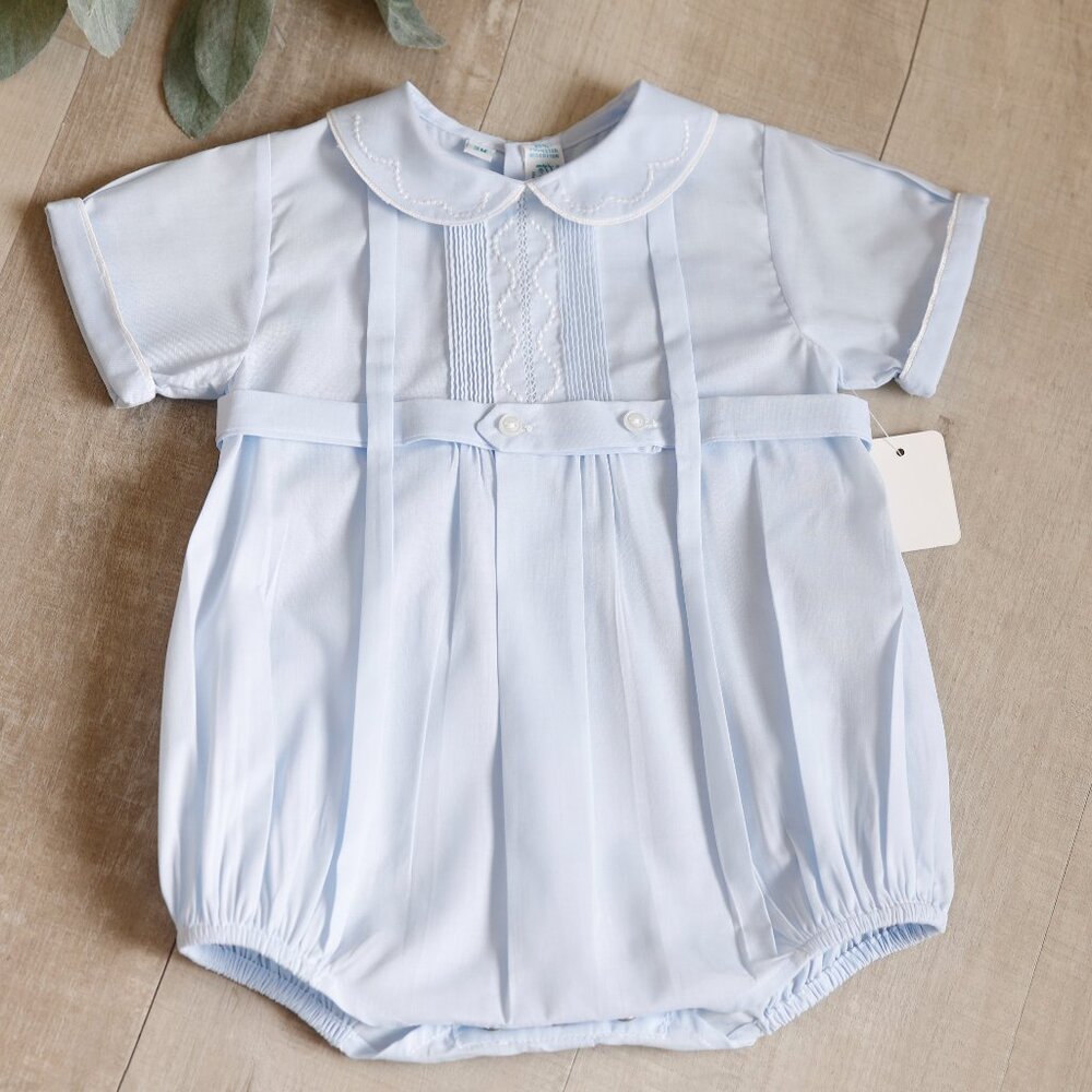 Blue Heirloom Romper Creeper Feltman Brothers 3 Month Baby Special Occasion NWT
